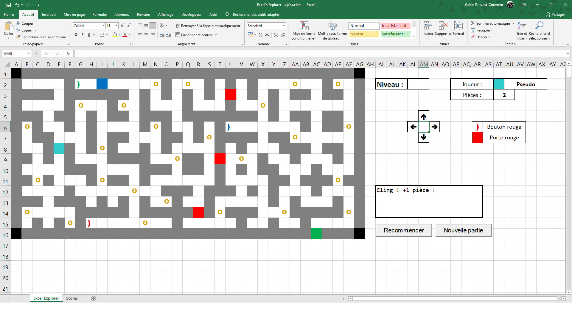 Ecran jeu Excel's Explorer